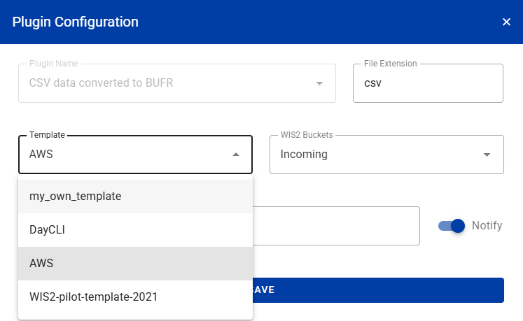 csv2bufr custom template
